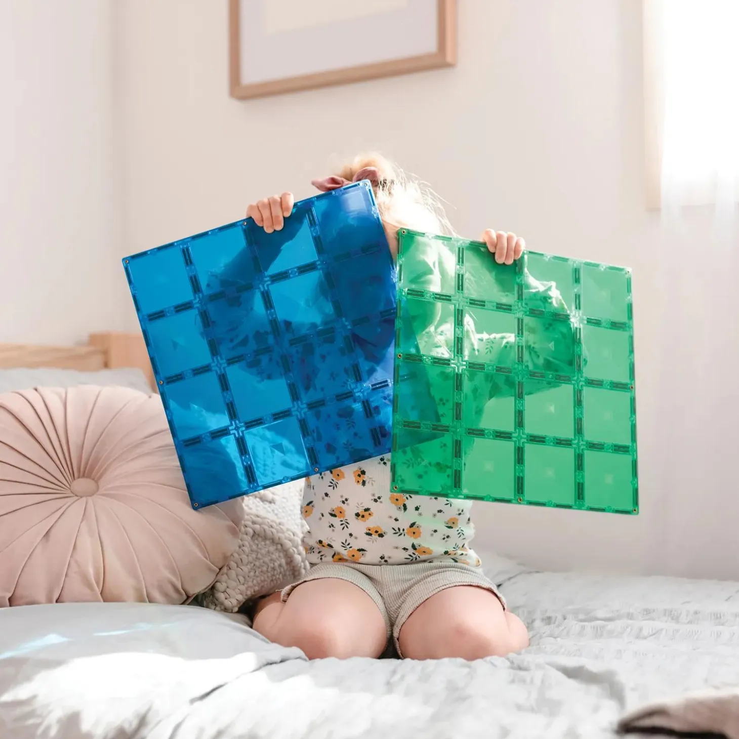 Connetix Rainbow Blue & Green Base Plate Pack – 2‑Piece Magnetic Building Foundation Set