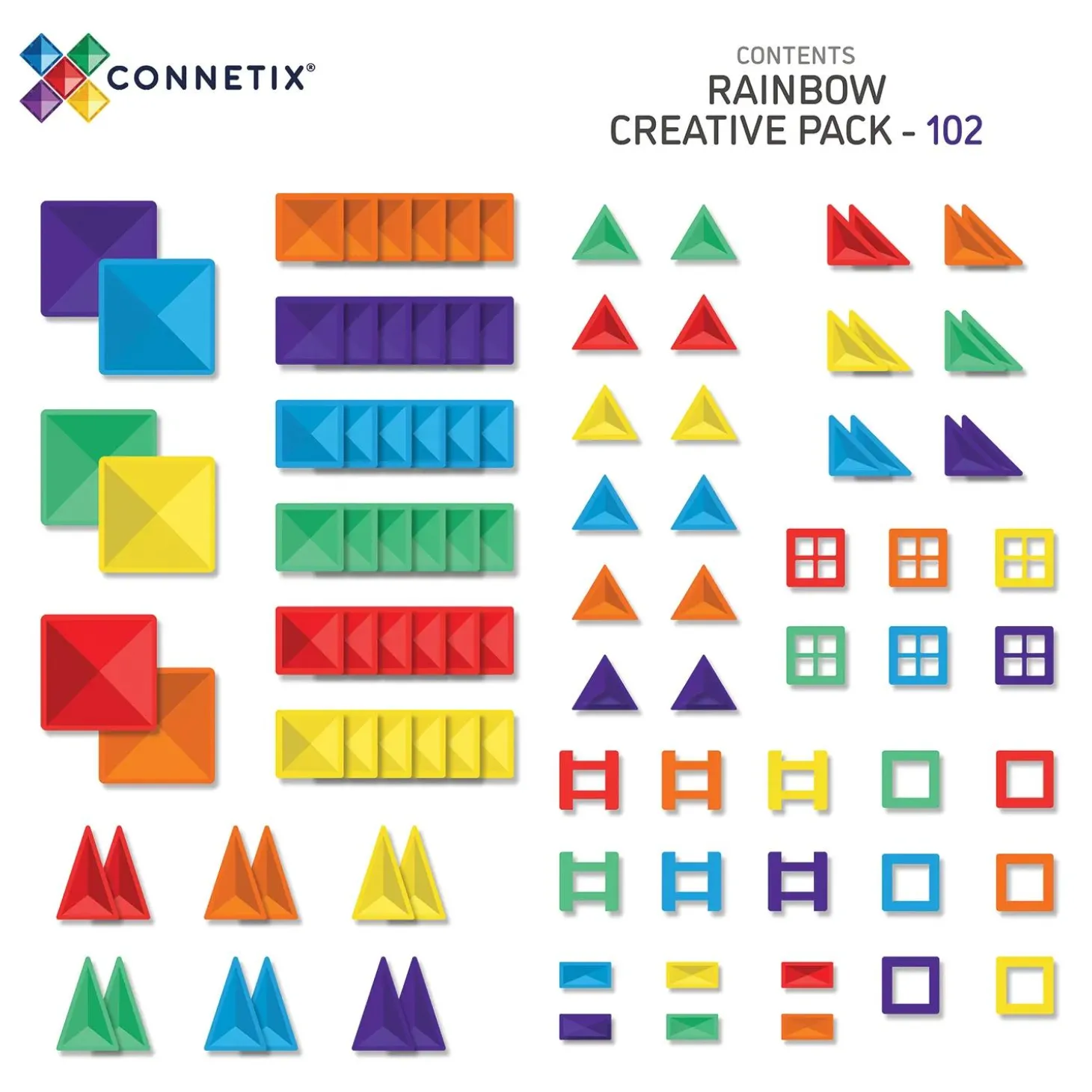 Connetix Rainbow Creative Pack – 102-Piece Magnetic Building Set