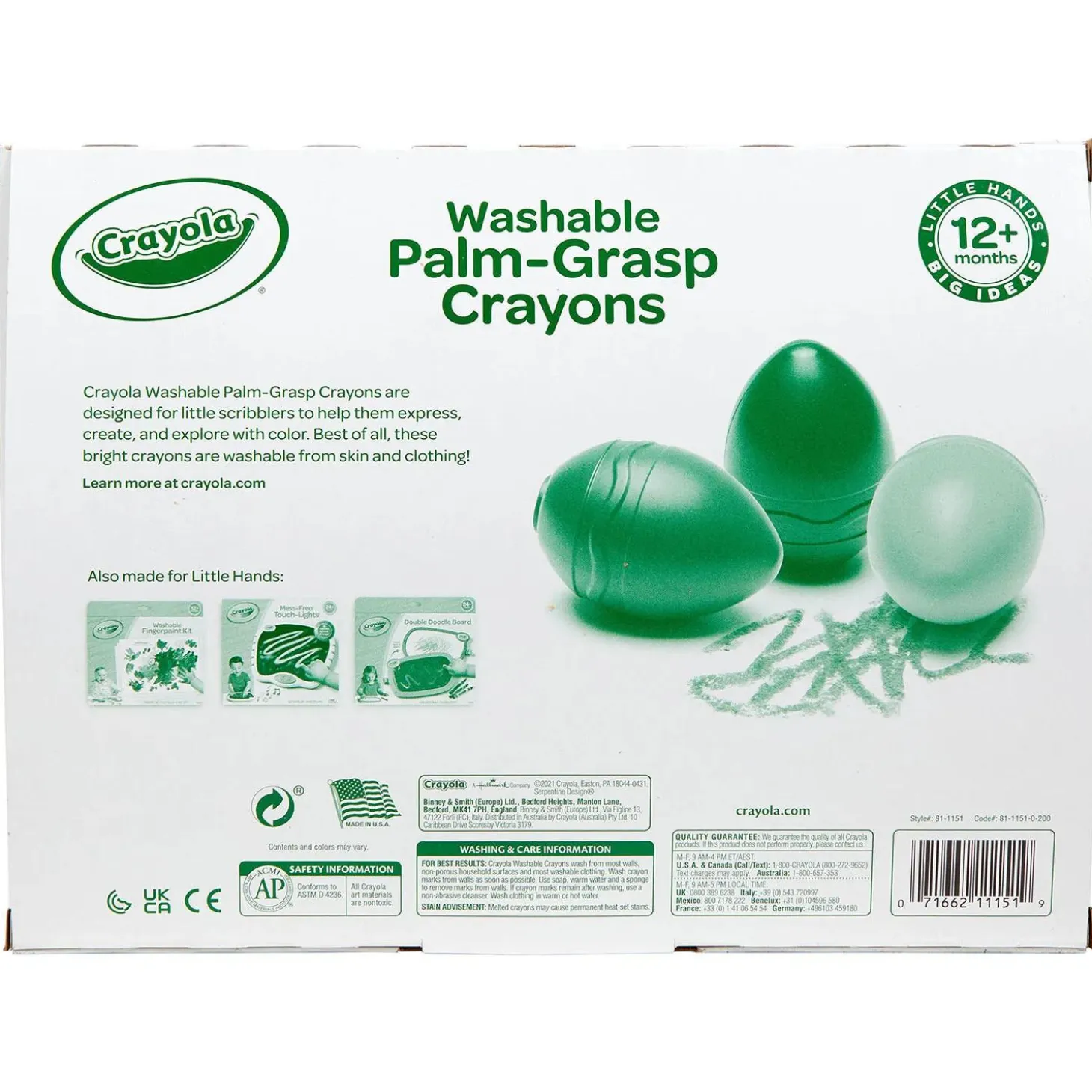 Crayola Washable Palm Grasp Crayons: Set of 12
