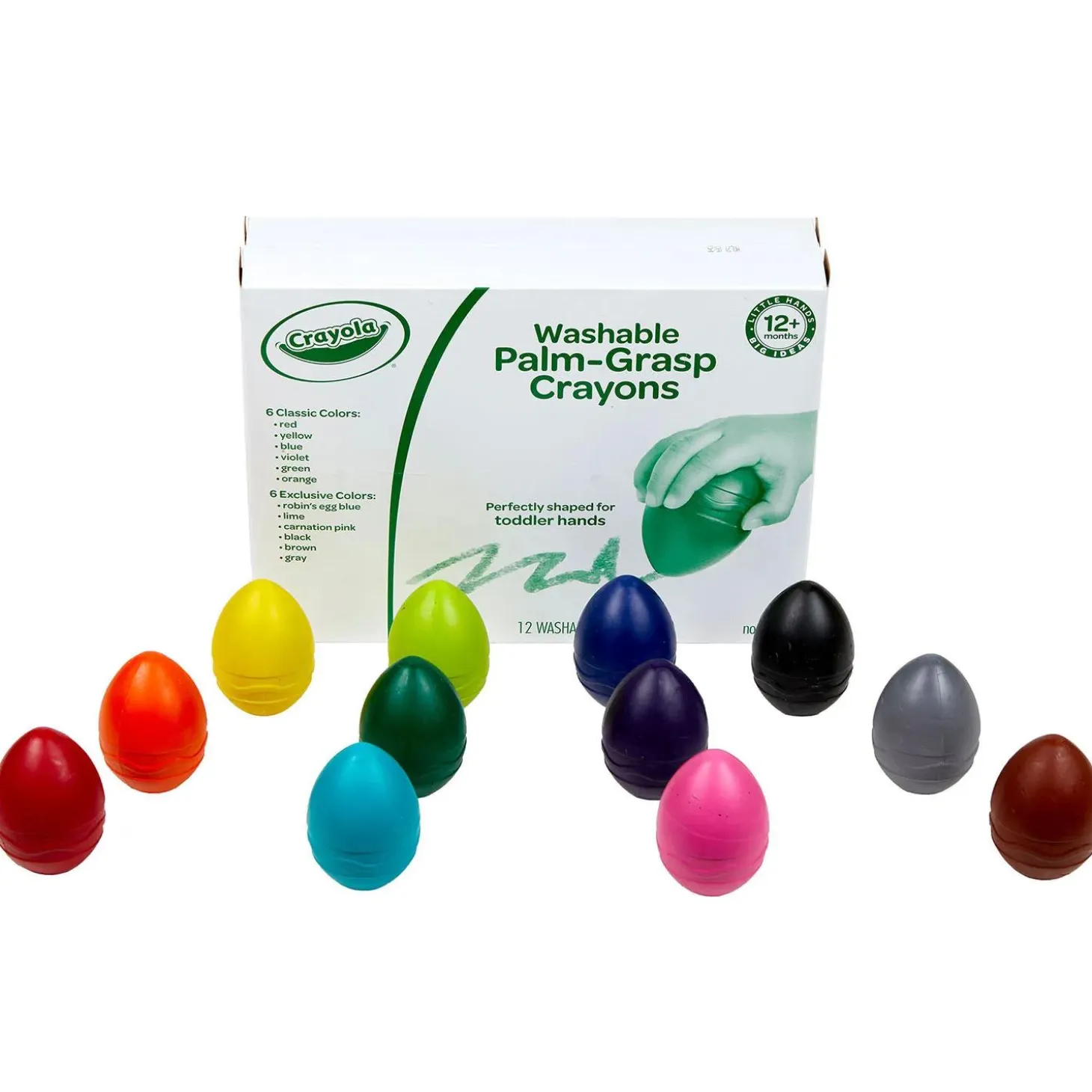 Crayola Washable Palm Grasp Crayons: Set of 12