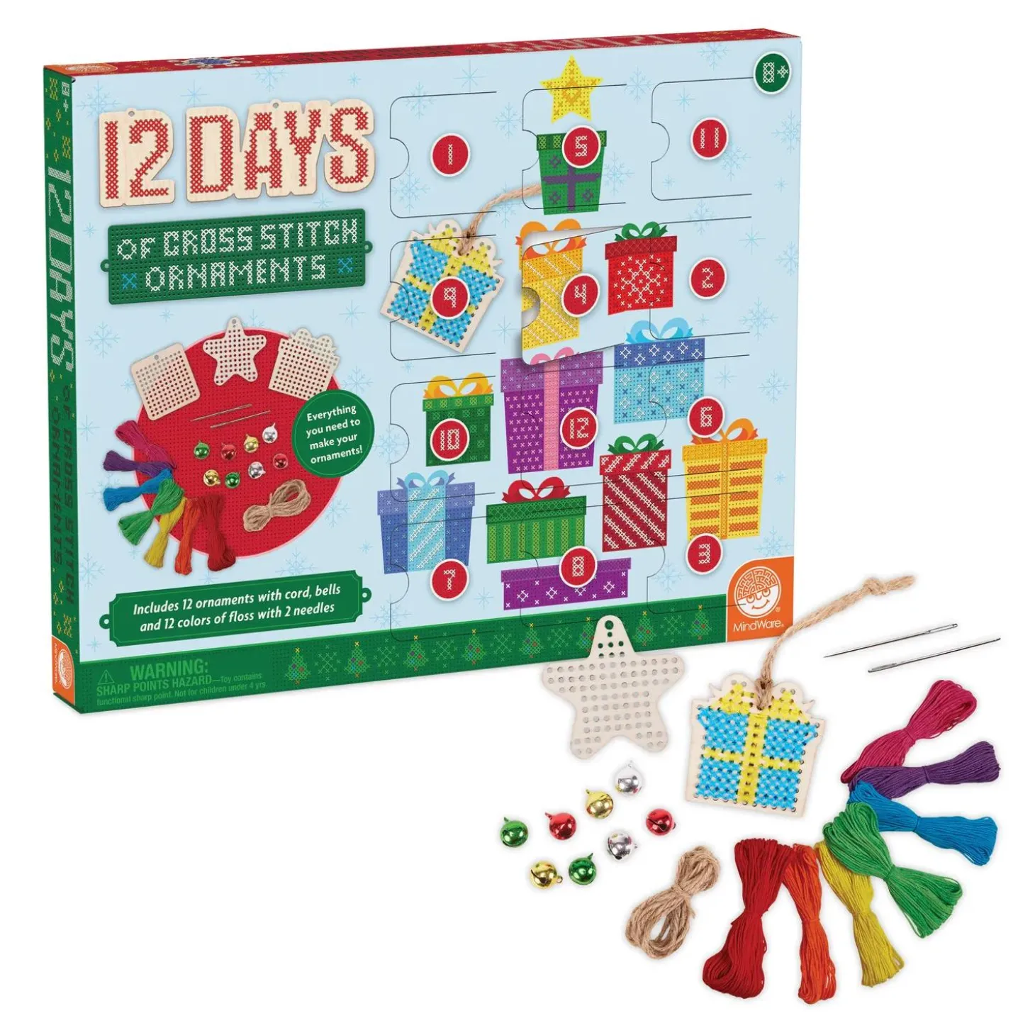 12 Days of Cross Stitch Wood Ornaments Advent Calendar