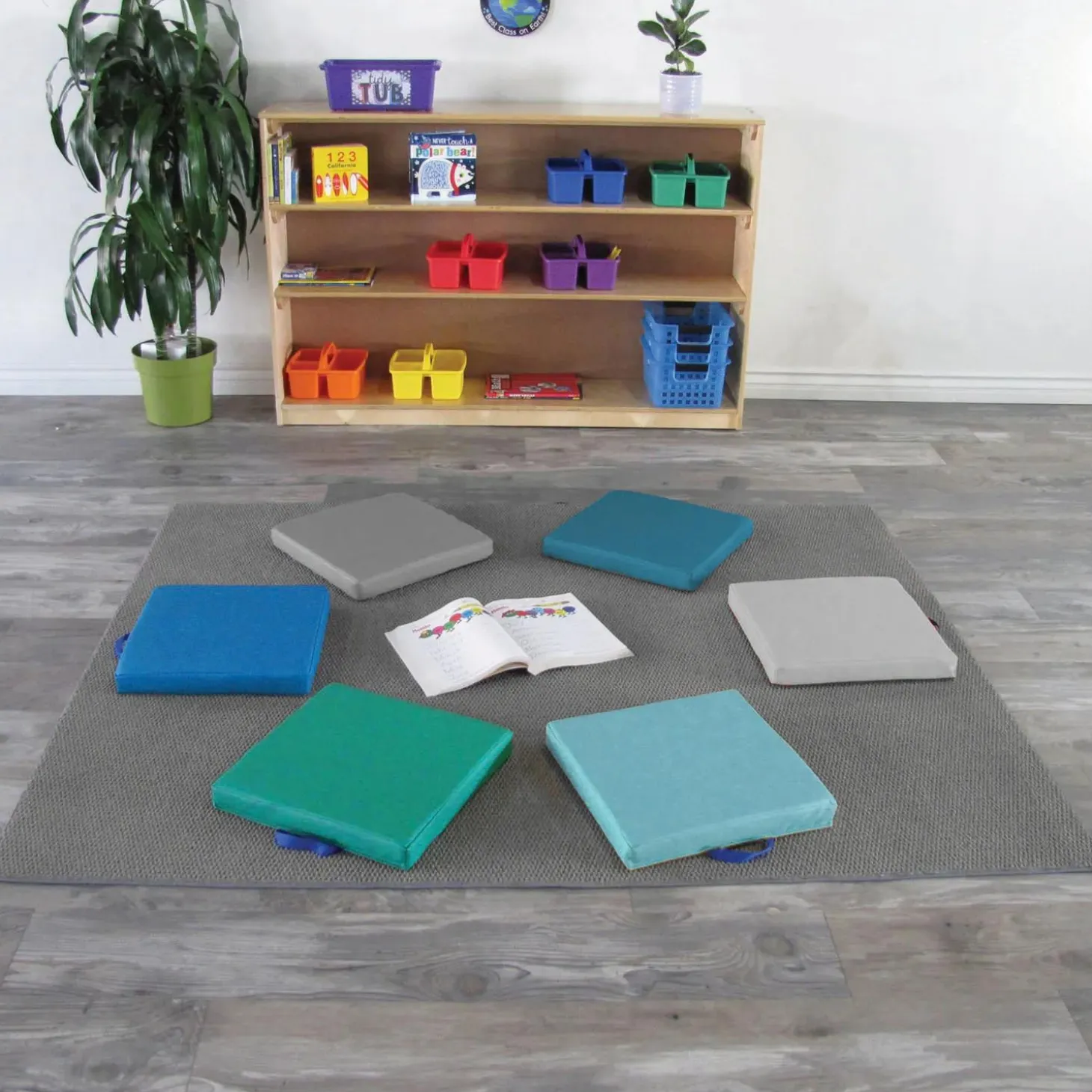 Factory Direct Partners SoftScape 15 in Square Floor Cushions, 6-Piece - Contemporary
