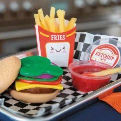 Foodie Fidgets Fan Foods: Squishy Burger Basket with 19 Tactile Sensory Pieces & Slime