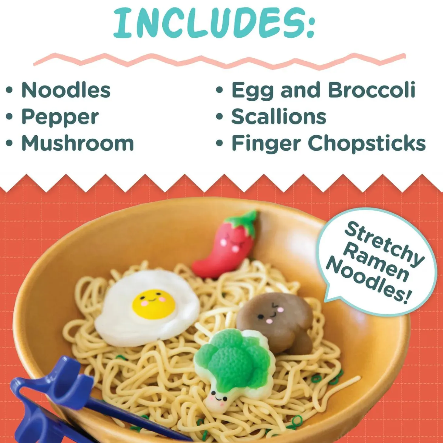 Foodie Fidgets Ramen Noodles and Toppings Fidgets for Kids