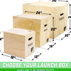 GoSports Fitness Launch Box | 3-in-1 Adjustable Height | Wood Plyo Jump Box for Exercises of All Skill Levels