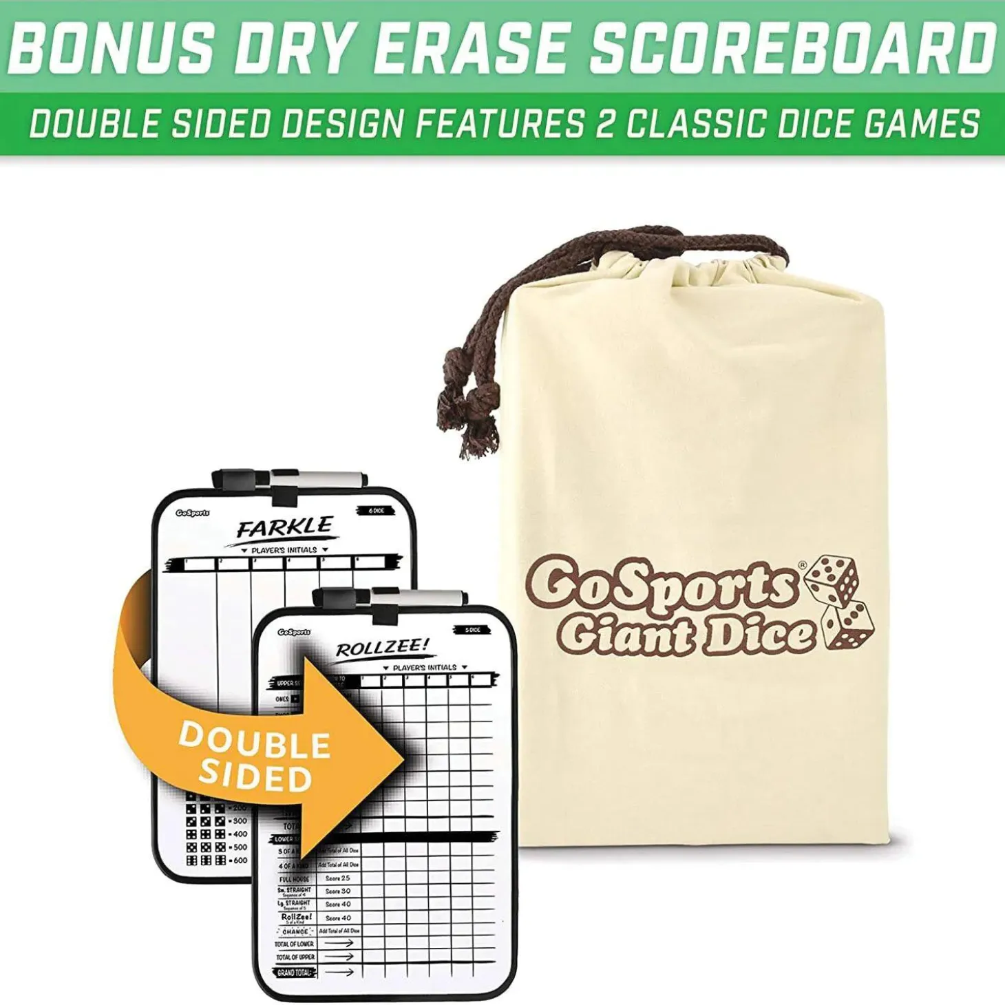 GoSports: Giant 2.5" Wooden Playing Dice Set
