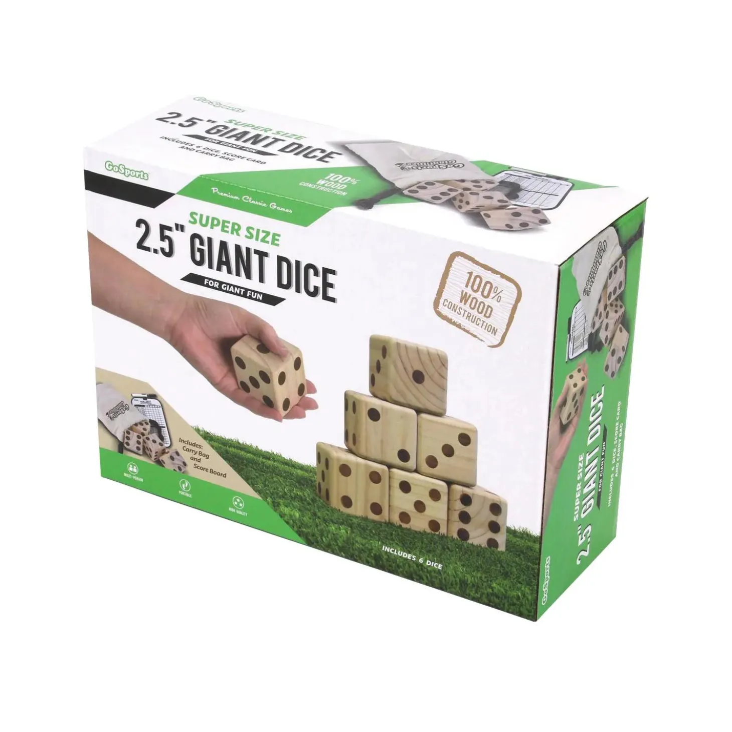 GoSports: Giant 2.5" Wooden Playing Dice Set