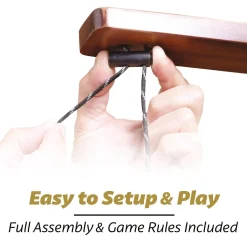 GoSports Hook21 Ring Swing Game Brown - Indoor or Outdoor Ring Toss Game with Foldable Arm