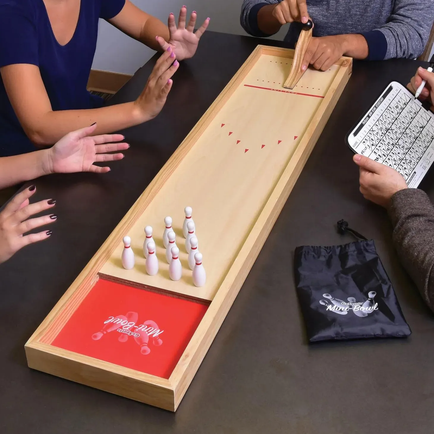 GoSports - Mini Wooden Tabletop Bowling Game Set