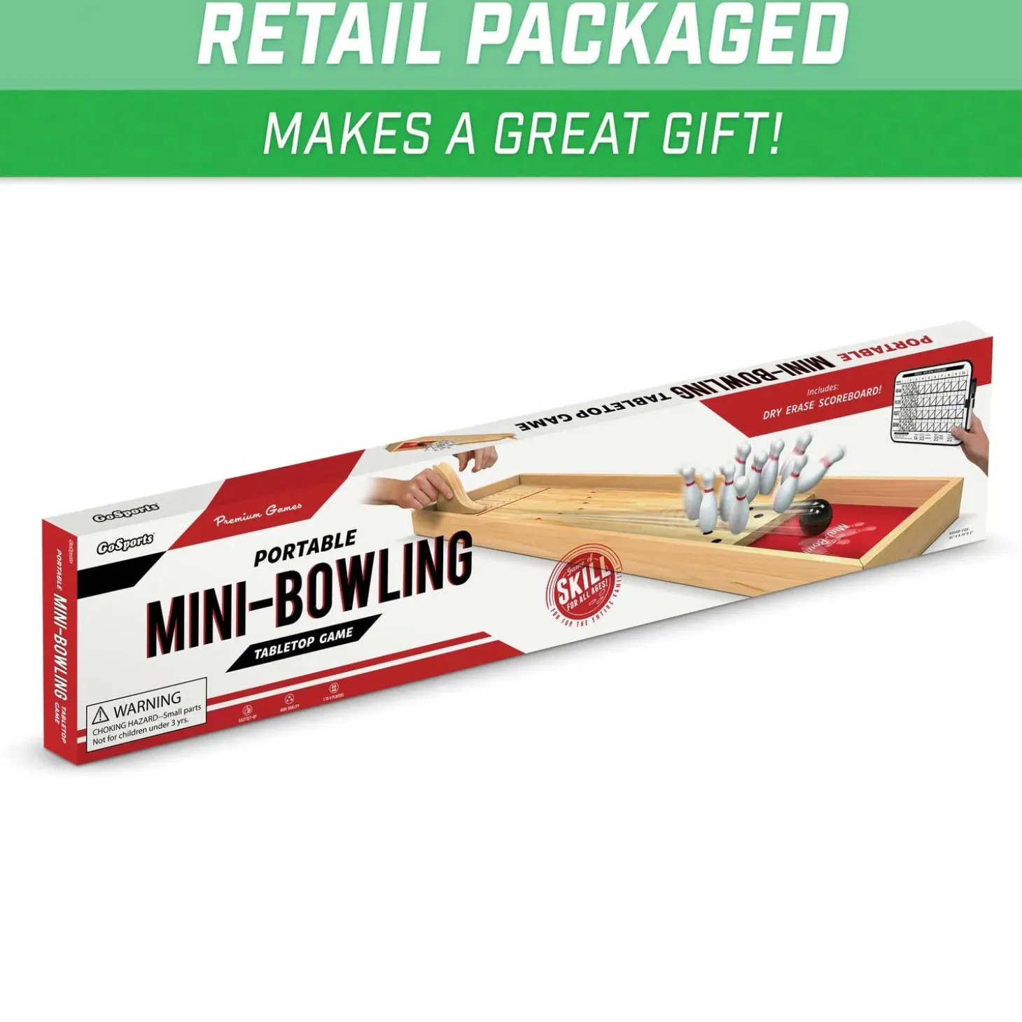 GoSports - Mini Wooden Tabletop Bowling Game Set