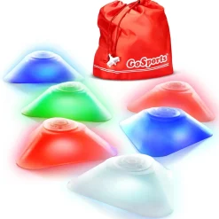 Gosports modern light up cones - cycle between 4 led colors for sports, traffic safety, and glow in the dark games - 6 pack
