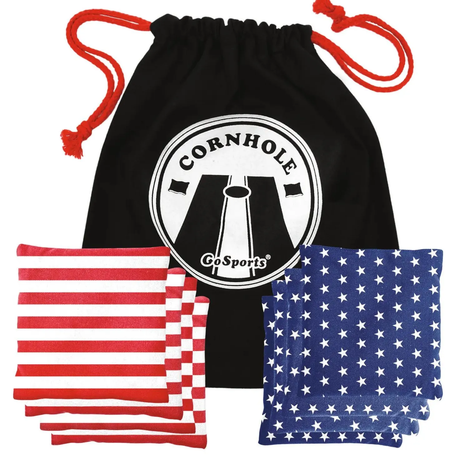 GoSports: Official Regulation Cornhole Bean Bags Set (8 All Weather Bags) - America Stars and Stripes
