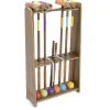 Gosports premium wood stained six player croquet set with handcrafted wooden stand