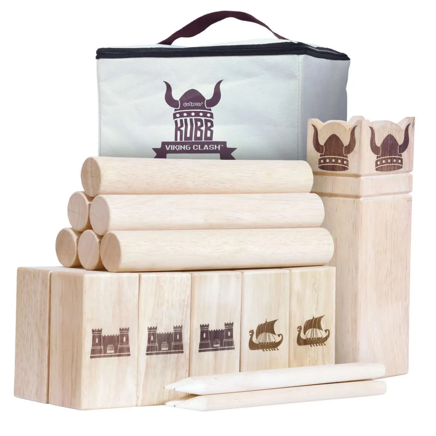 GoSports - Regulation Size Kubb Viking Clash Toss Game Set