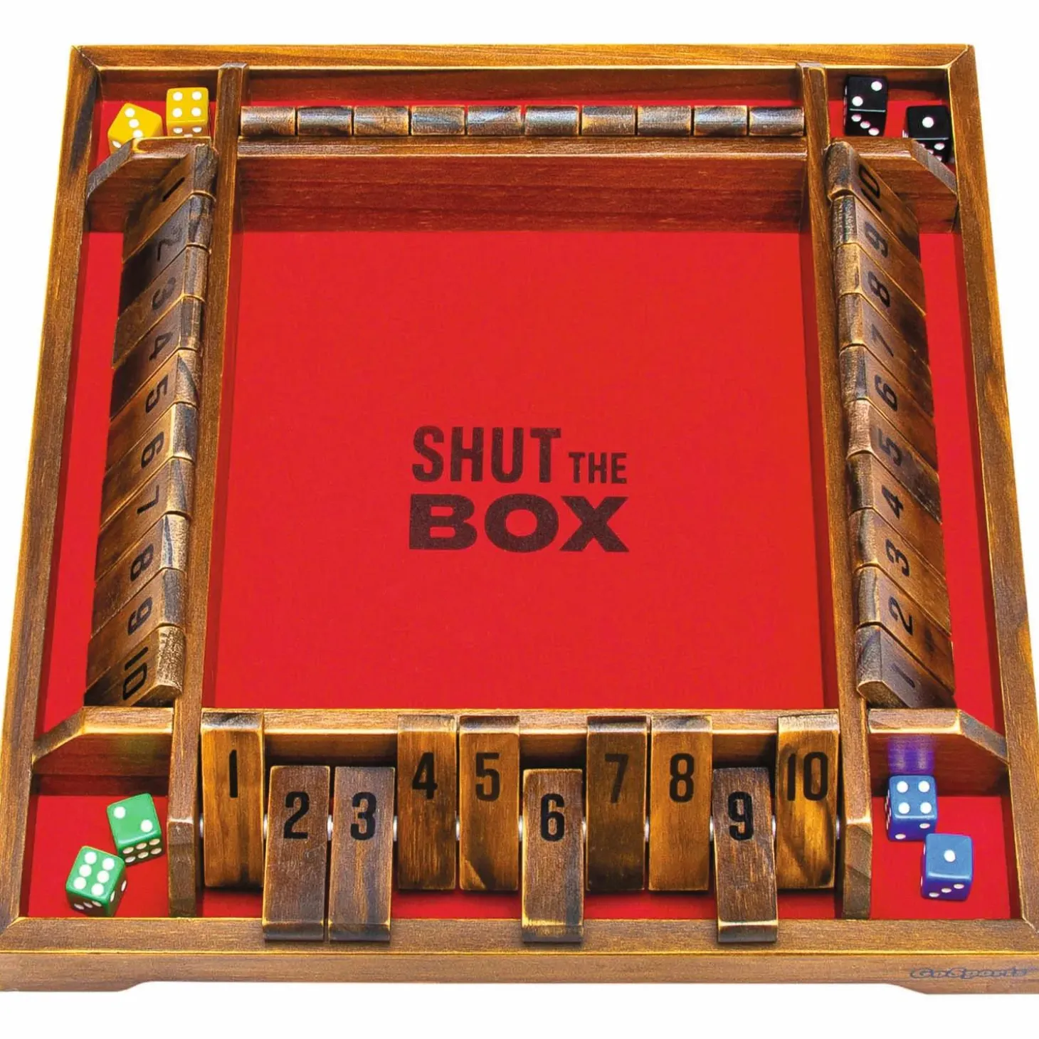 GoSports: Shut the Box Premium Wooden Dice Game, Classic 4 Player Family Board Game