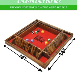 GoSports: Shut the Box Premium Wooden Dice Game, Classic 4 Player Family Board Game