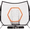 GoSports 7’x7’ PRO Baseball & Softball Practice Hitting & Pitching Net with Bow Type Frame, Carry Case and Bonus Strike Zone, Ultimate Training Net
