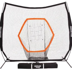 GoSports 7’x7’ PRO Baseball & Softball Practice Hitting & Pitching Net with Bow Type Frame, Carry Case and Bonus Strike Zone, Ultimate Training Net