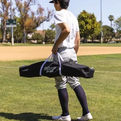 GoSports 7’x7’ PRO Baseball & Softball Practice Hitting & Pitching Net with Bow Type Frame, Carry Case and Bonus Strike Zone, Ultimate Training Net