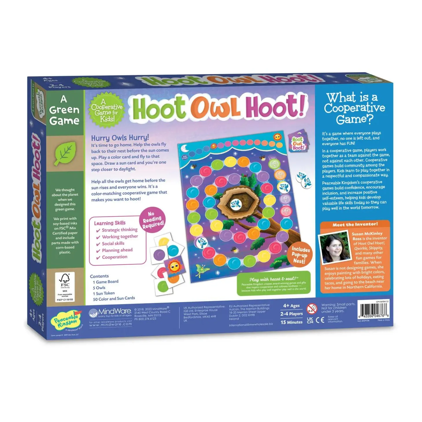 Hoot Owl Hoot Peaceable Kingdom Cooperative Board Game