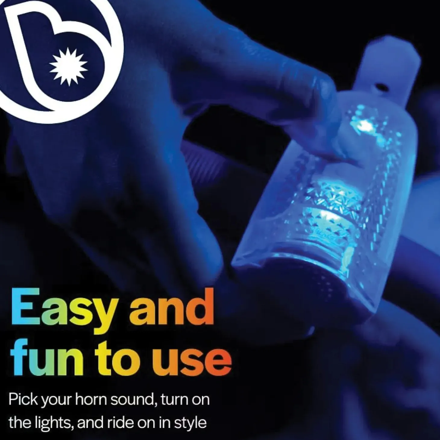 Horn Brightz Bike Lights & Multi-Sound Horn: Blue