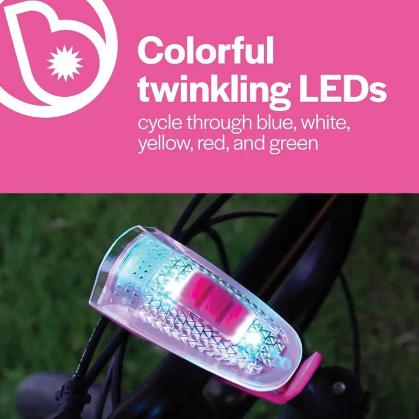 Horn Brightz Bike Lights & Multi-Sound Horn: Pink