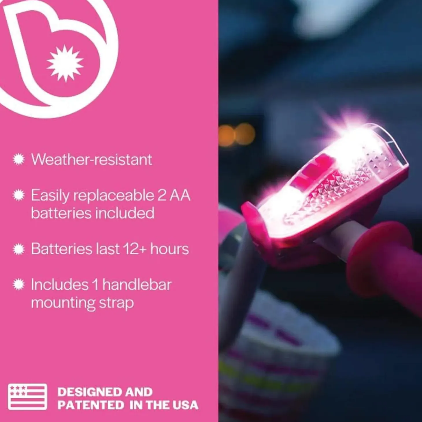 Horn Brightz Bike Lights & Multi-Sound Horn: Pink