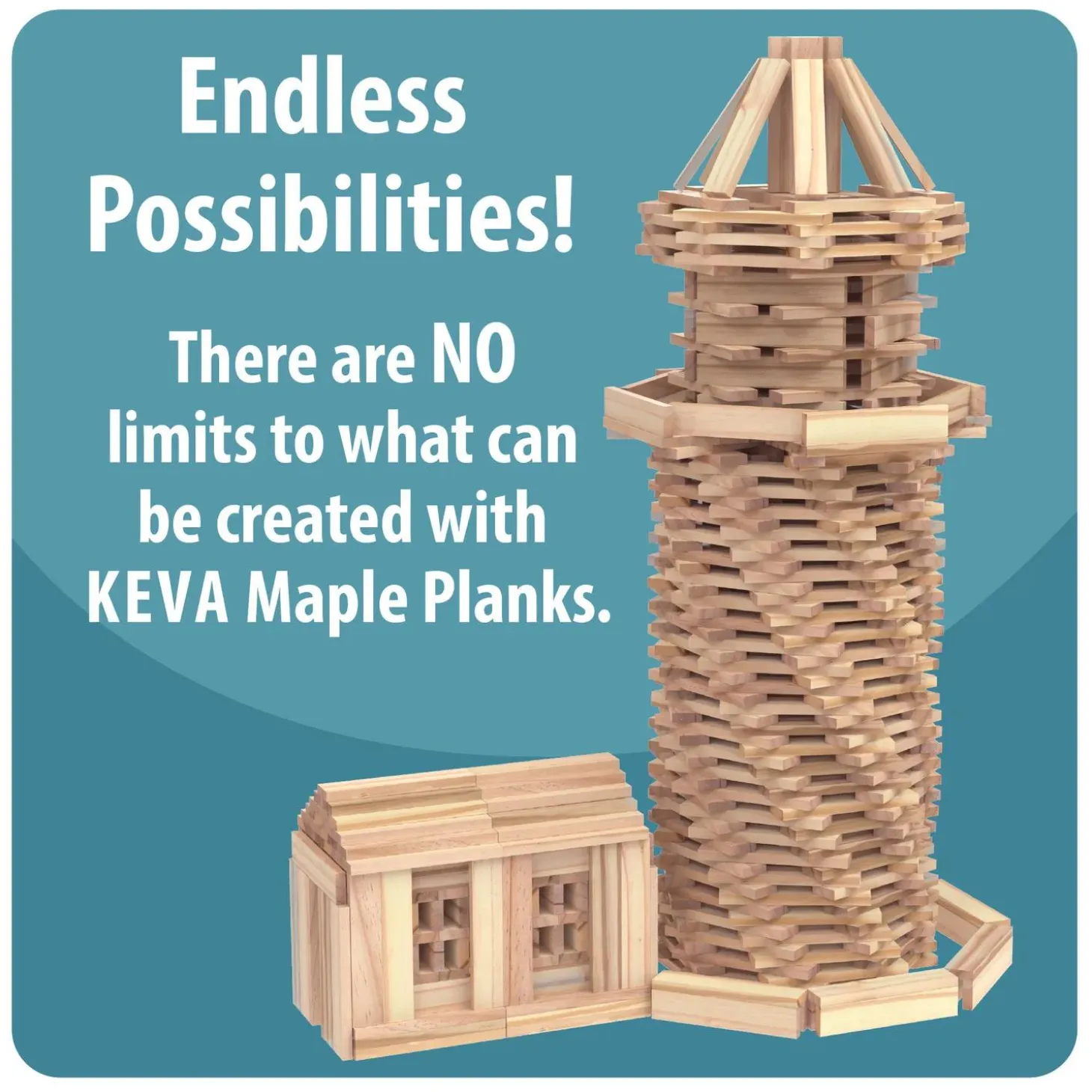 KEVA® Maple: 1000 Plank Set in Wooden Bin