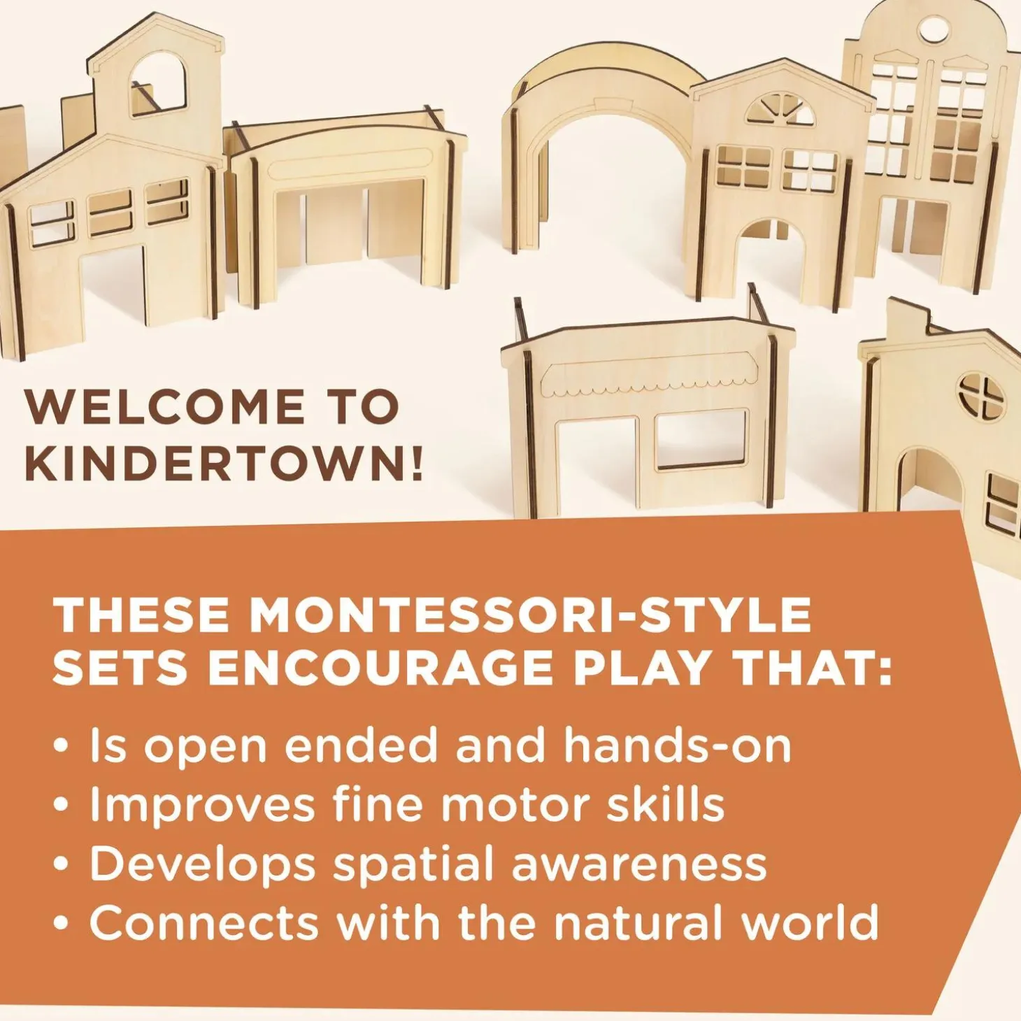 Kindertown Buildings Wooden Montessori Building Set