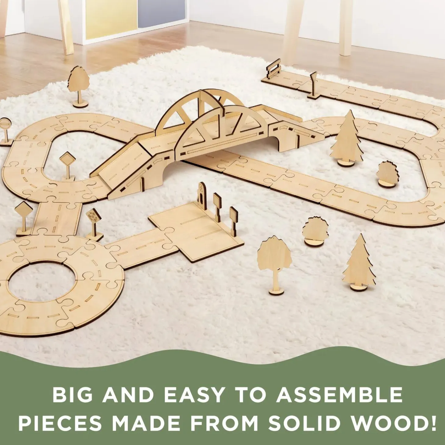 Kindertown Roads Wooden Montessori Building Set