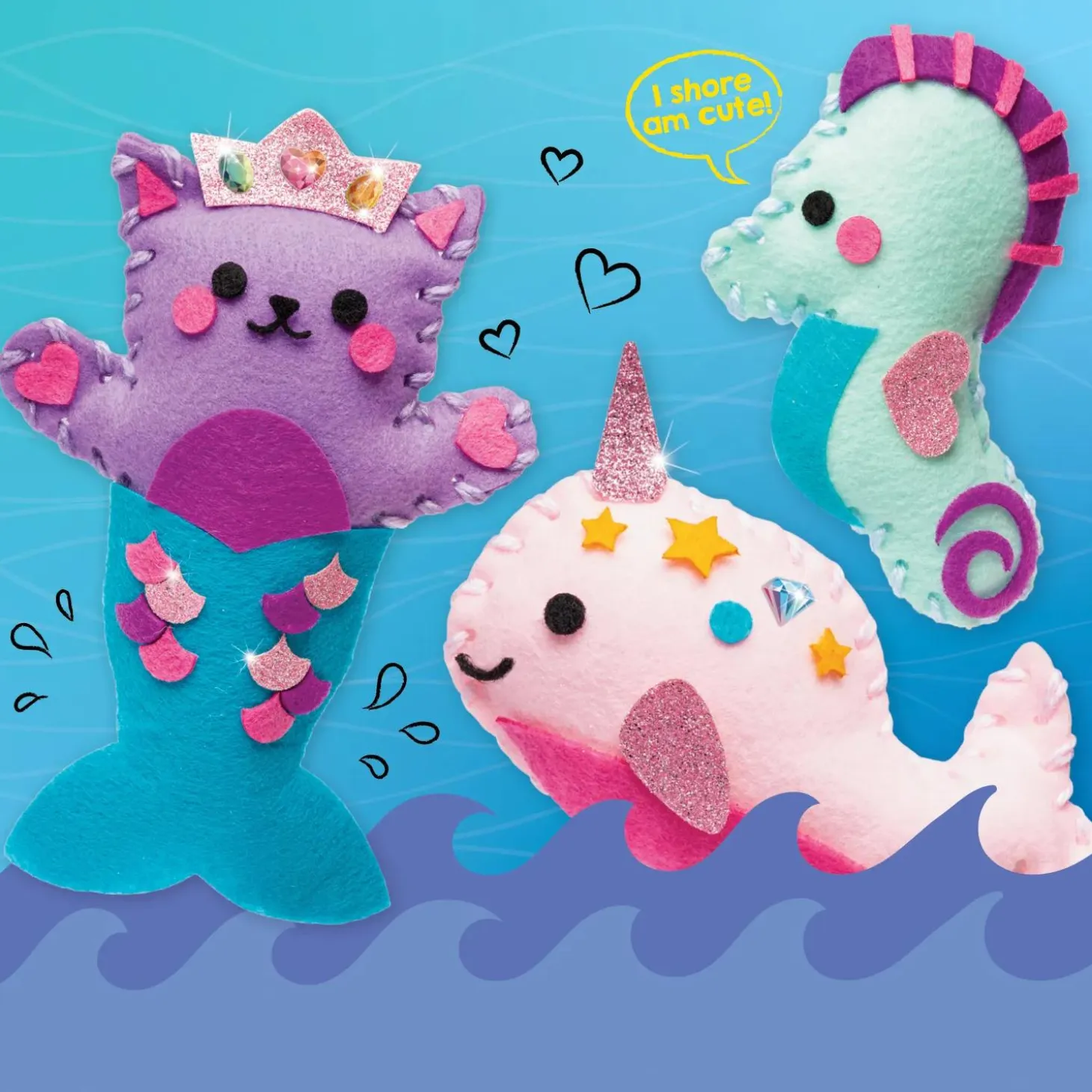 KLUTZ My Cat Mermaid & Friends Beginner Sewing Kit