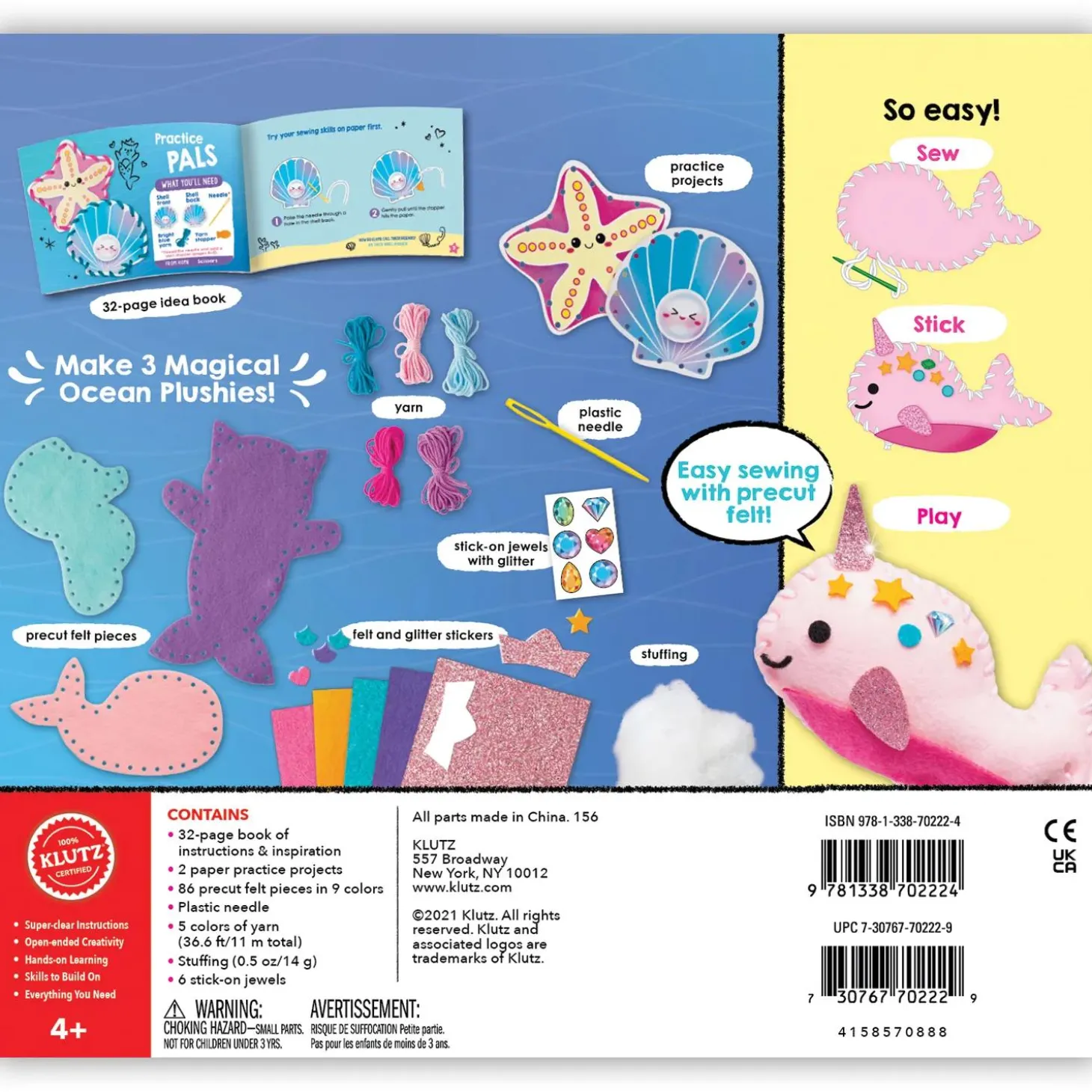 KLUTZ My Cat Mermaid & Friends Beginner Sewing Kit