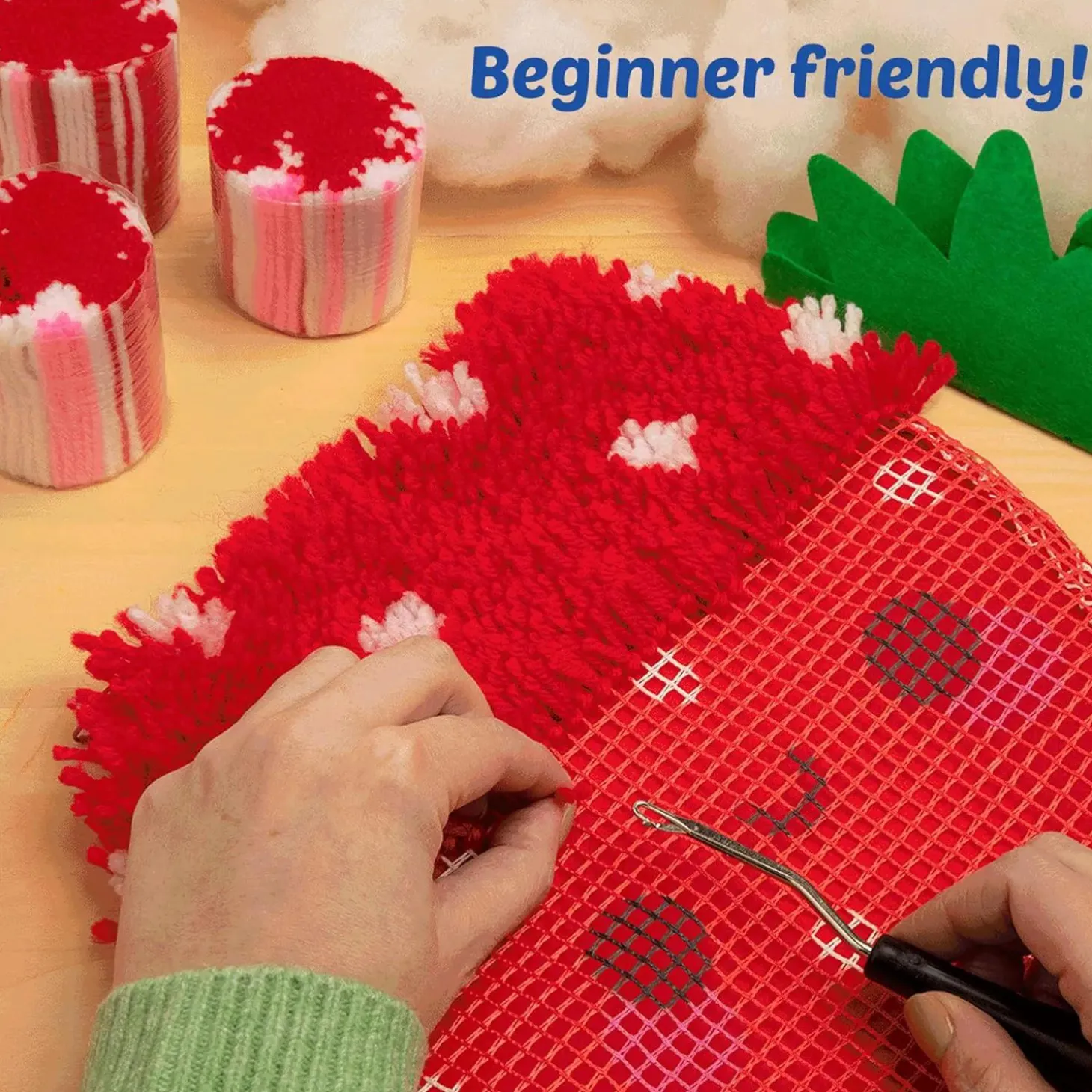 LatchKits: Strawberry Pillow Latch Hook Kit for Kids