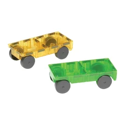 MAGNA-TILES® Cars – Green & Yellow 2-Piece Magnetic Construction Set, The ORIGINAL Magnetic Building Brand