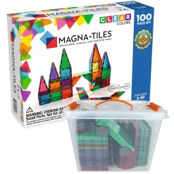 MAGNA-TILES® Classic 100-Piece Magnetic Construction Set with FREE Storage Bin