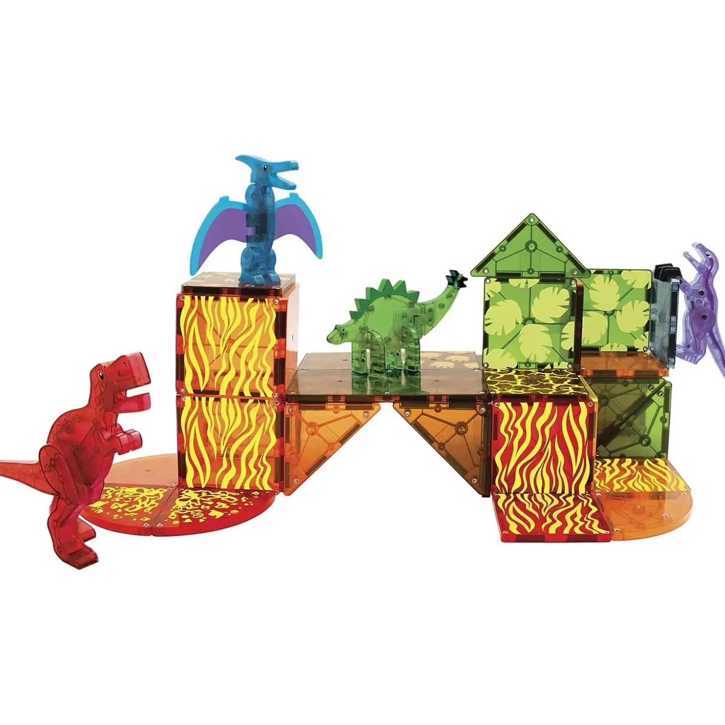 MAGNA-TILES® Dino World 40-Piece Magnetic Construction Set, The ORIGINAL Magnetic Building Brand