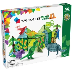 MAGNA-TILES® Dino World XL 50-Piece Magnetic Construction Set, The ORIGINAL Magnetic Building Brand