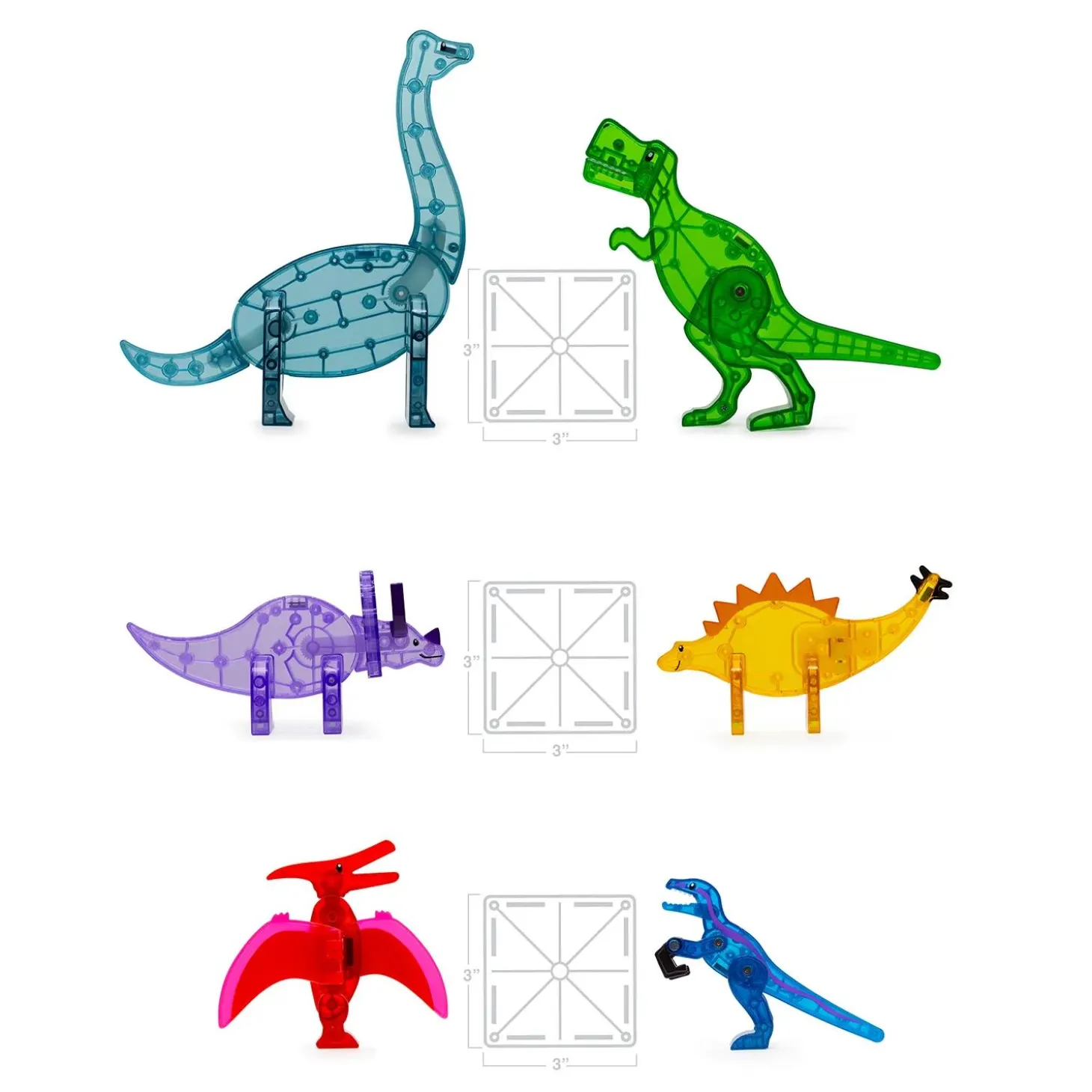 MAGNA-TILES® Dino World XL 50-Piece Magnetic Construction Set, The ORIGINAL Magnetic Building Brand