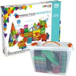 MAGNA-TILES® Metropolis 110-Piece Magnetic Construction Set with FREE Storage Bin