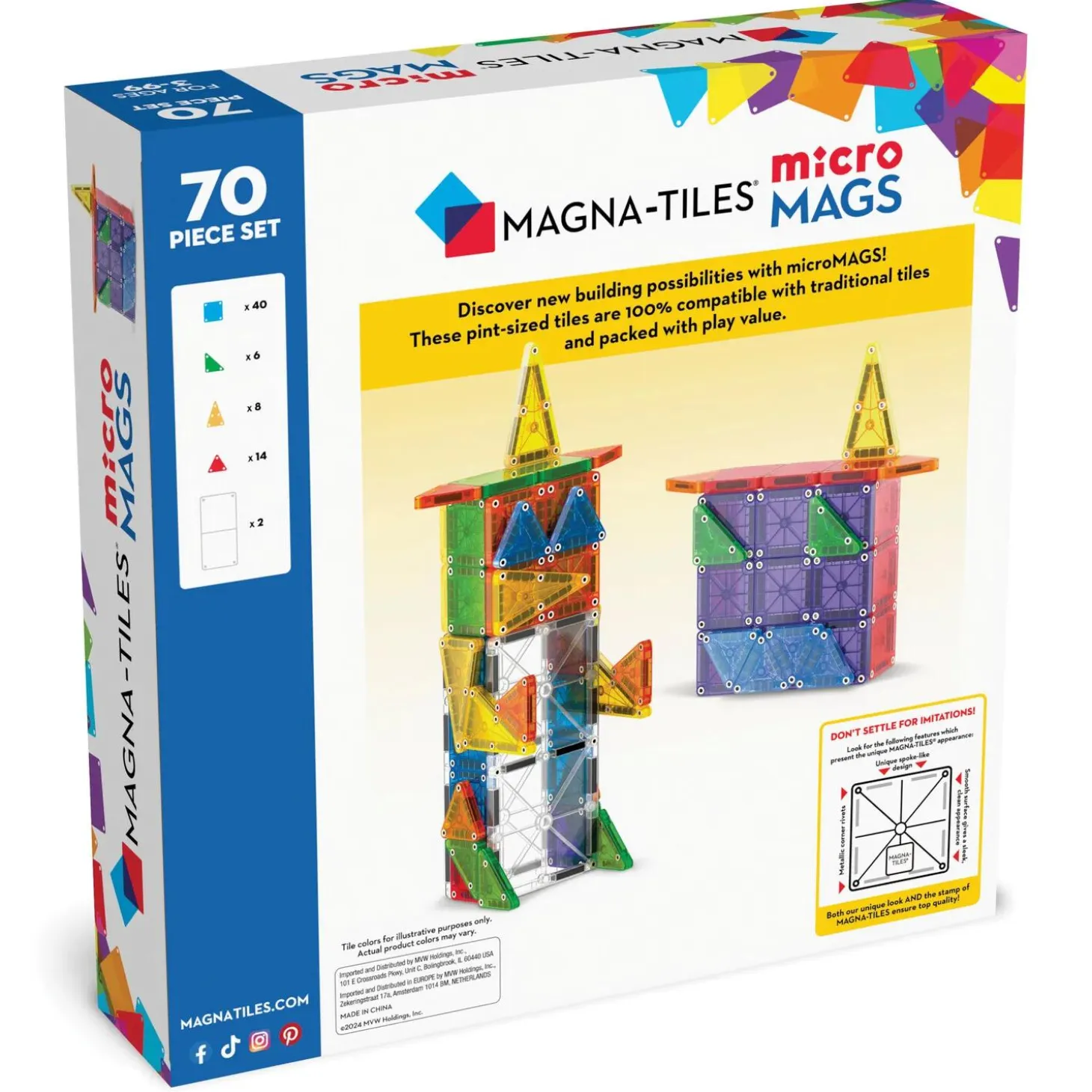 MAGNA-TILES® microMAGS 70-Piece Set