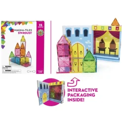 MAGNA-TILES® Stardust 15-Piece Magnetic Construction Set, The ORIGINAL Magnetic Building Brand