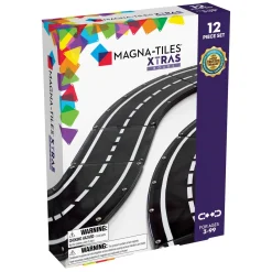 MAGNA-TILES® XTRAS: Roads 12-Piece Magnetic Construction Set, The ORIGINAL Magnetic Building Brand