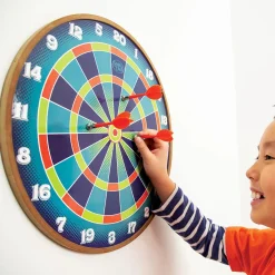 Magnetic Dart Board Game for Kids & Families - Wooden Dartboard with Magnetic Darts