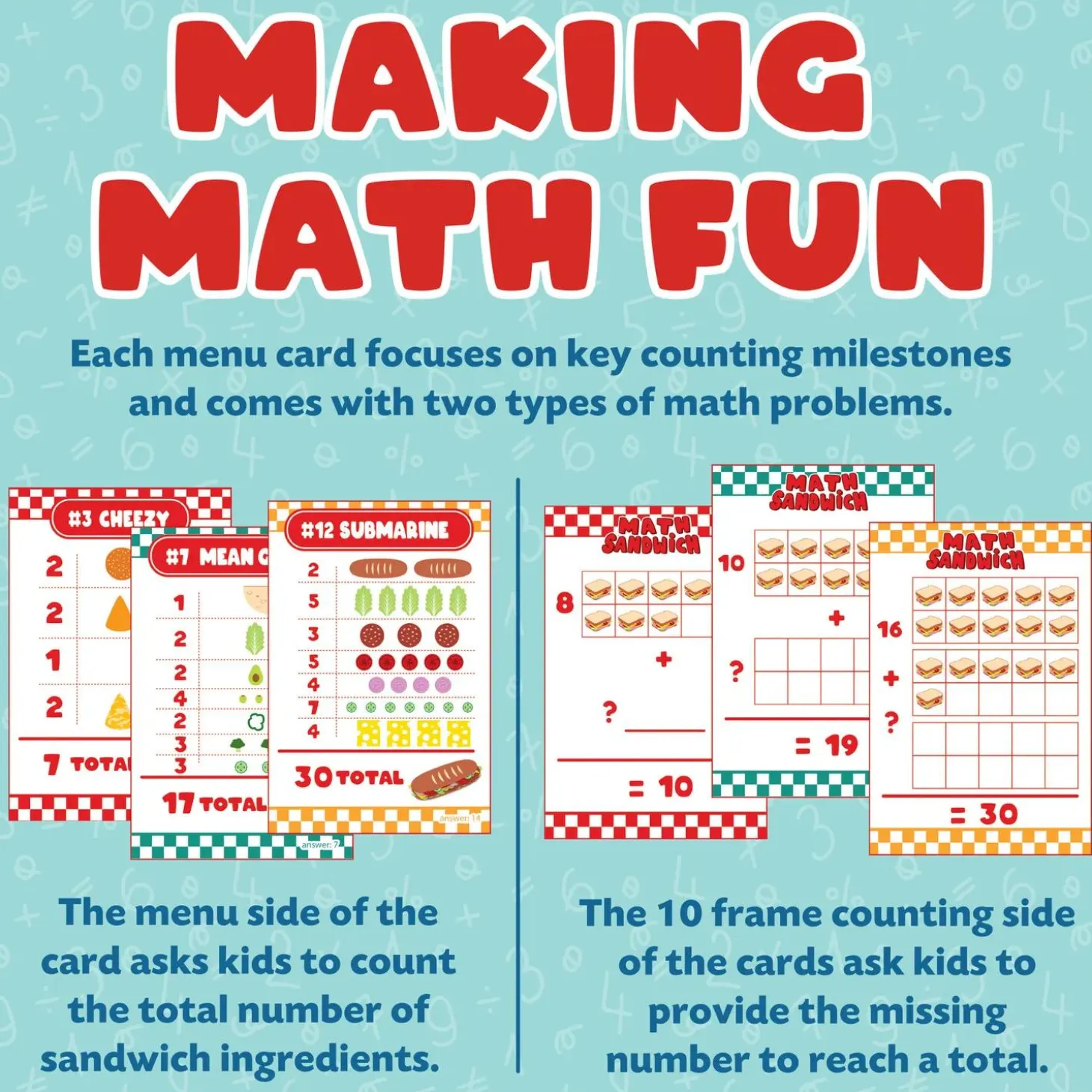 Math Sandwich & Alphabet Soup Games: Set of 2