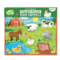 My First Wooden Farm Animal Puzzle for Toddlers Ages 2+ – Chunky 8-Piece Preschool Learning Toy