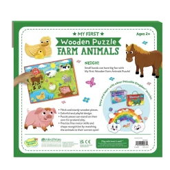 My First Wooden Farm Animal Puzzle for Toddlers Ages 2+ – Chunky 8-Piece Preschool Learning Toy