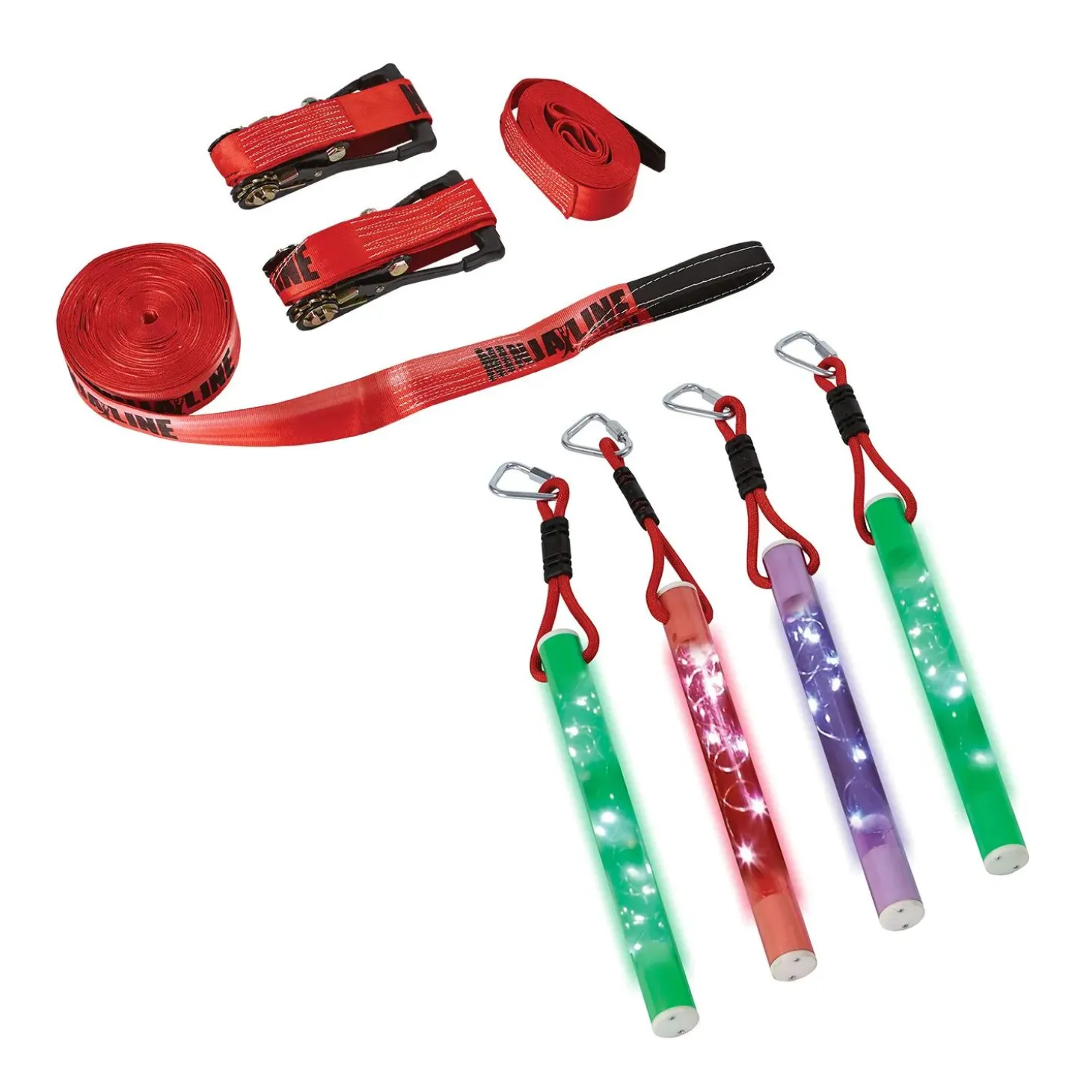 Ninjaline: Slackline & 4 LED Light-Up Obstacle Course