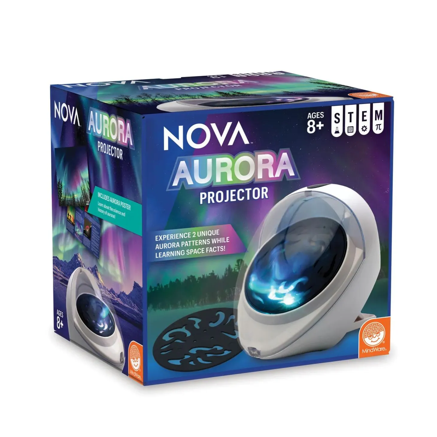 NOVA Aurora Projector – Northern Lights Room Light with STEM Poster