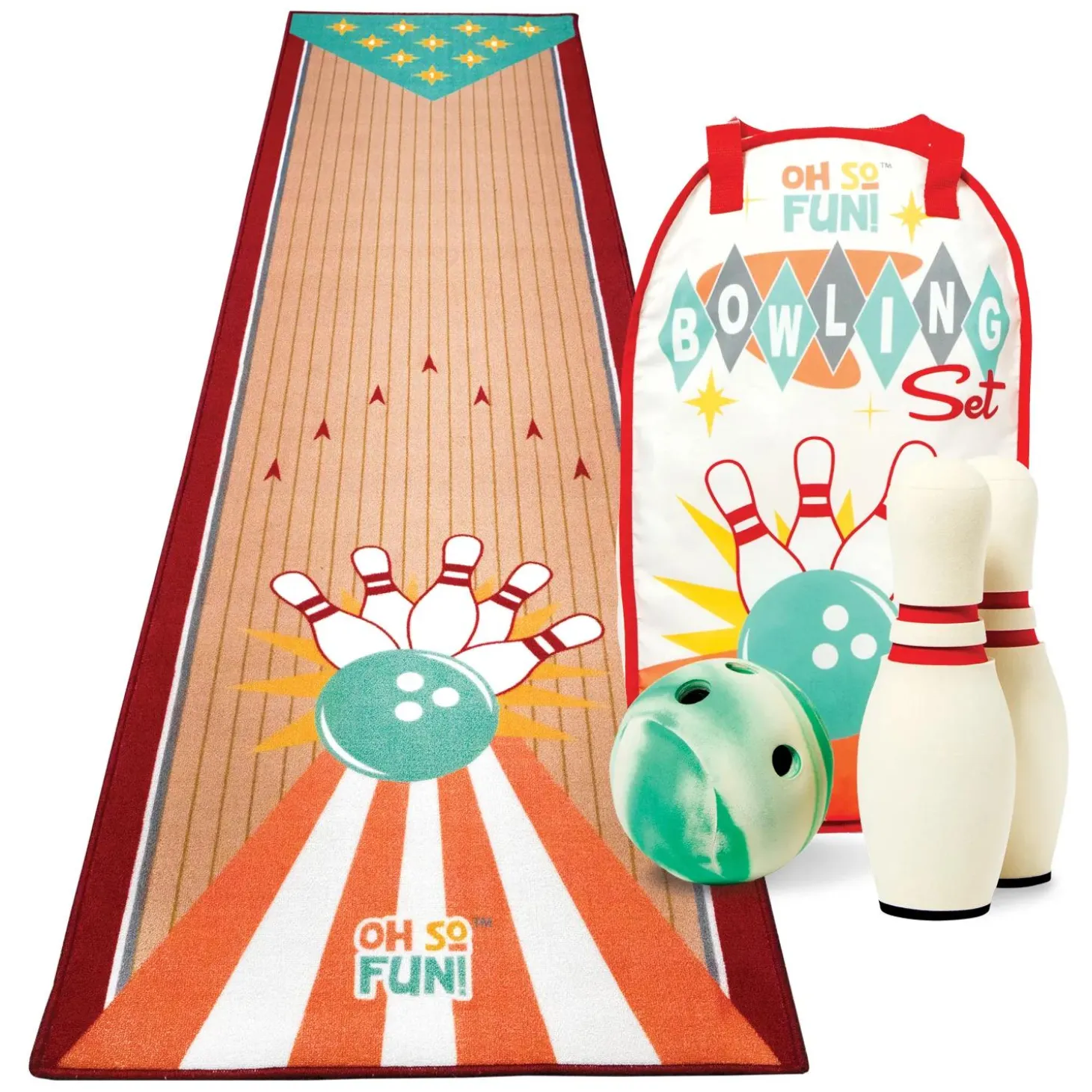 Oh So Fun! Deluxe Bowling Pins, Ball & Rug Set