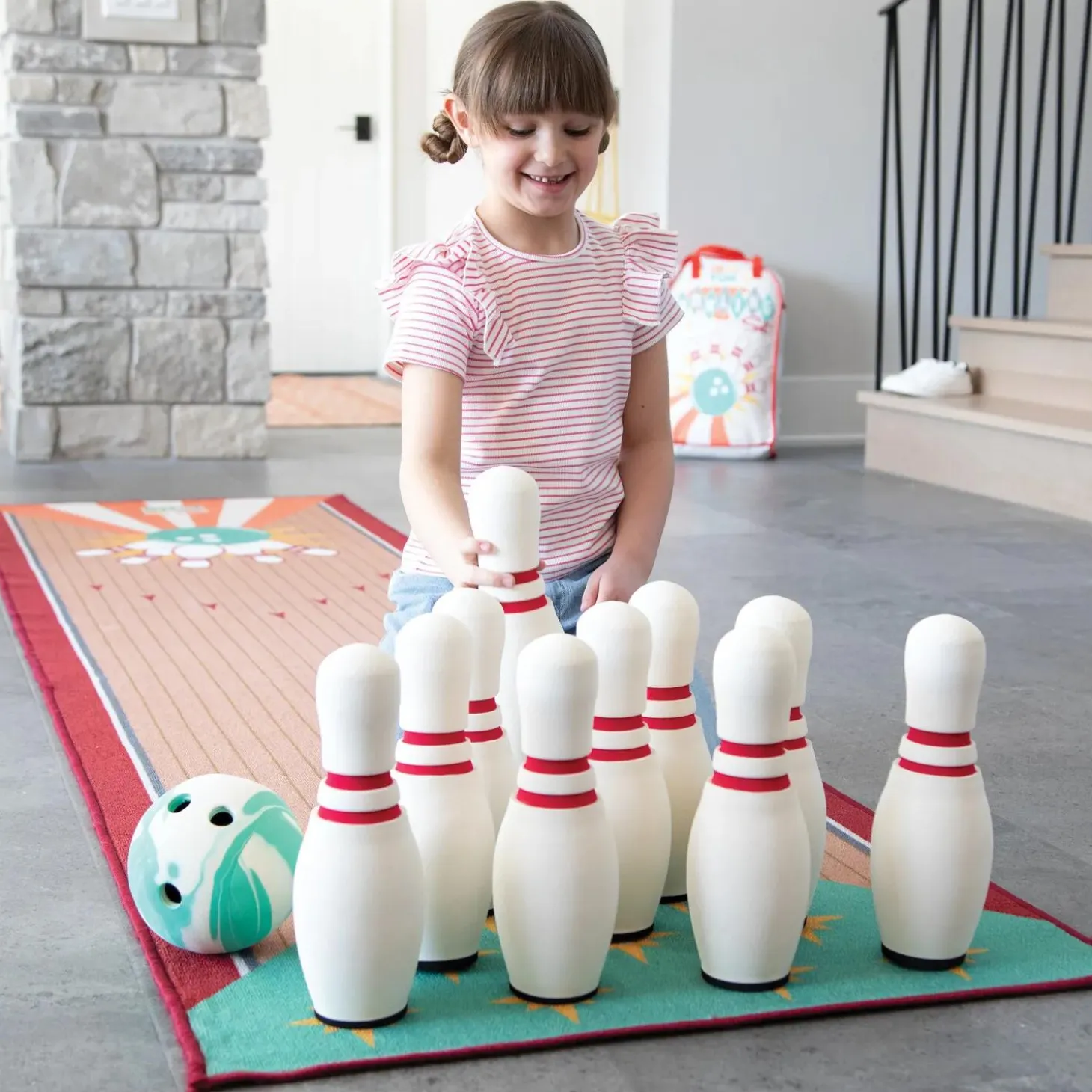 Oh So Fun! Deluxe Bowling Pins, Ball & Rug Set
